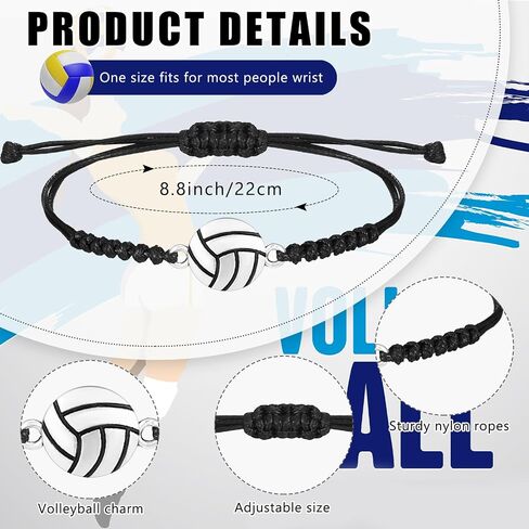 Nosiny 100 Pcs Volleyball Bracelets for Girls Adjustable Volleyball Charm Bracelet for Teen Girls Gift Volleyball Party Favor Gifts for Teen Girl Women Female Sport Team Players in Saudi Arabia