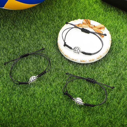 Nosiny 100 Pcs Volleyball Bracelets for Girls Adjustable Volleyball Charm Bracelet for Teen Girls Gift Volleyball Party Favor Gifts for Teen Girl Women Female Sport Team Players in Saudi Arabia