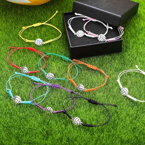 Nosiny 100 Pcs Volleyball Bracelets for Girls Adjustable Volleyball Charm Bracelet for Teen Girls Gift Volleyball Party Favor Gifts for Teen Girl Women Female Sport Team Players in Saudi Arabia