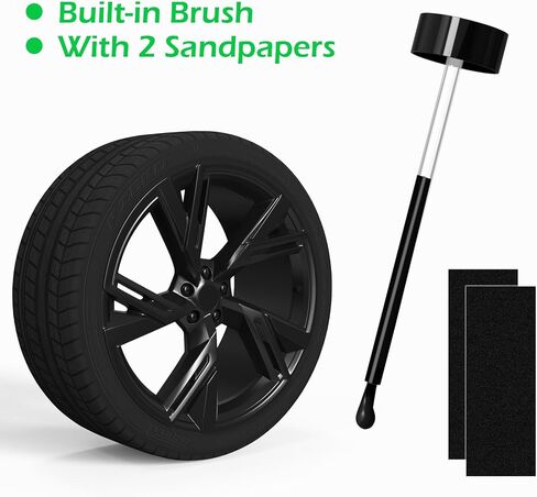 NADAMOO Black Wheel Touch Up Paint for Cars, Automotive Rim Scratch Repair Paint Kit with Brush, 60ml / 2 oz, Semi-gloss in Kuwait