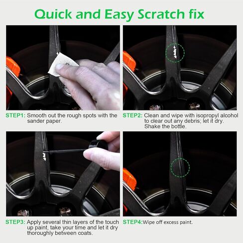 NADAMOO Black Wheel Touch Up Paint for Cars, Automotive Rim Scratch Repair Paint Kit with Brush, 60ml / 2 oz, Semi-gloss in Kuwait