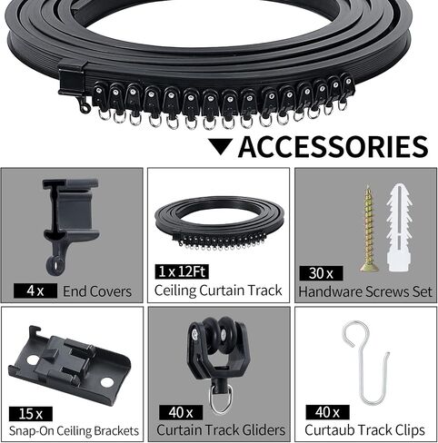 Flexible Bendable Ceiling Curtain Track, (16.4 Feet/ 5 Meters, Black), Ceiling Track Ceiling Mount, for Curtain Track with Track Curtain System, RV Curtain Spacer, Curtain Ceiling Track in Saudi Arabia