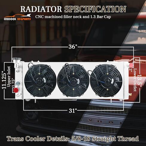 مشعاع Pro 3 Row Core من الألومنيوم KKS1193 + مروحة 3 × 9 بوصة مع كفن + مجموعة أسلاك ترموستات/مرحل لـ 1984-2001 85 86 87 88 89 90 91 92 93 94 95 96 97 98 99 00 Jeep Cherokee XJ/Jeep Comanche in Saudi Arabia