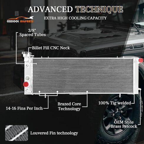 مشعاع Pro 3 Row Core من الألومنيوم KKS1193 + مروحة 3 × 9 بوصة مع كفن + مجموعة أسلاك ترموستات/مرحل لـ 1984-2001 85 86 87 88 89 90 91 92 93 94 95 96 97 98 99 00 Jeep Cherokee XJ/Jeep Comanche in Saudi Arabia