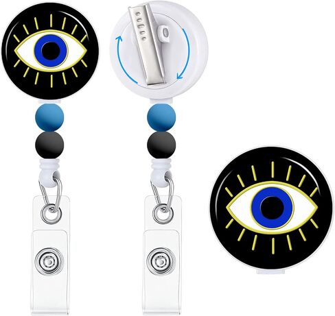 Gctriki Cute Badge Reels Retractable with Beads, Fun I Don't Know I Just Work Here Badge Reel Retractable with Alligator Clip, Nursing Teachers Id Badge Holders Retractable Keychain Name Badge Clip in Saudi Arabia
