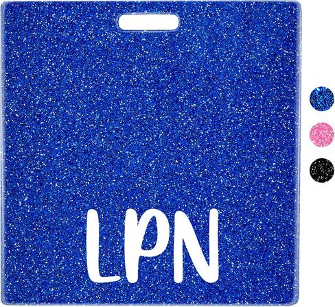 Plifal LPN Badge Buddy Card Nurse Nursing Accessories Glitter Black Horizontal Badge Identification Tags in Kuwait
