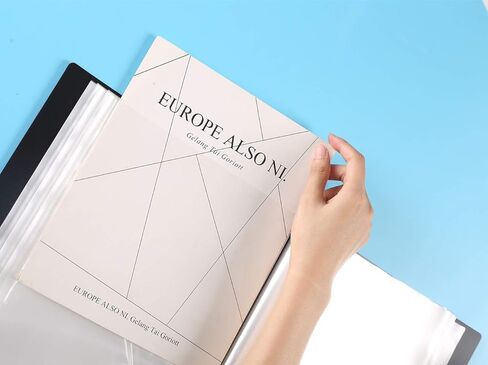 100-Pocket Protector Presentation Book, A4 Size, 200-Page Capacity Available for Report Sheets Artworks Music Sheet,Clippings (Sky Blue - 100) in Kuwait