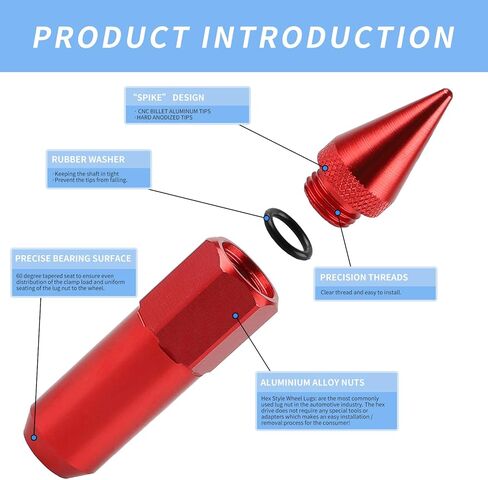 24 قطعة 60 مللي متر مسامير العروة صواميل موالف ممتدة من الفولاذ للحافات M14X1.5 (ذهبي) in Kuwait