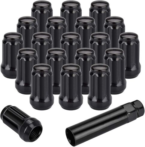 PUENGSI 12 مم × 1.25 صواميل العروة، 20 قطعة + 1 مفتاح M12x1.25 خيط 1.36 بوصة، صواميل فولاذية مزورة طويلة القامة، مقعد مخروطي/مخروطي، متوافق مع إنفينيتي سوبارو سيون in Saudi Arabia
