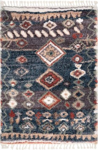 nuLOOM Rosemarie Bohemian Soft Shag Tassel Area Rug, 4' x 6', Blue in Saudi Arabia