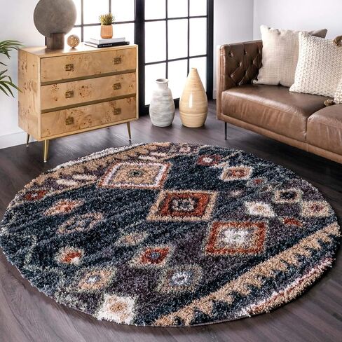 nuLOOM Rosemarie Bohemian Soft Shag Tassel Area Rug, 4' x 6', Blue in Saudi Arabia