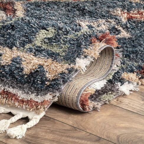 nuLOOM Rosemarie Bohemian Soft Shag Tassel Area Rug, 4' x 6', Blue in Saudi Arabia