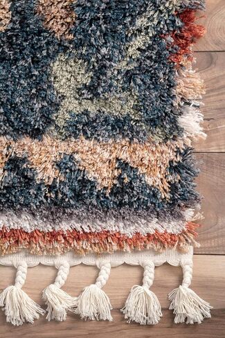 nuLOOM Rosemarie Bohemian Soft Shag Tassel Area Rug, 4' x 6', Blue in Saudi Arabia