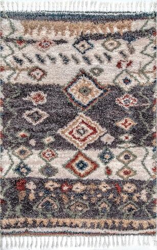 nuLOOM Rosemarie Bohemian Soft Shag Tassel Area Rug, 4' x 6', Blue in Saudi Arabia
