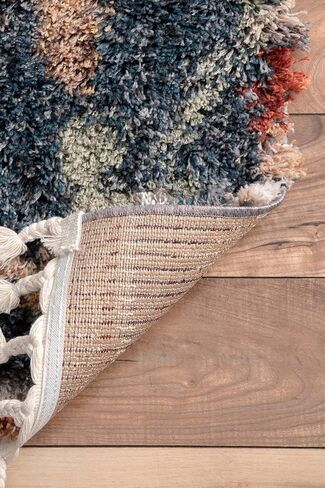 nuLOOM Rosemarie Bohemian Soft Shag Tassel Area Rug, 4' x 6', Blue in Saudi Arabia
