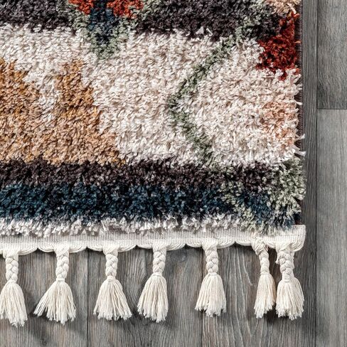 nuLOOM Rosemarie Bohemian Soft Shag Tassel Area Rug, 4' x 6', Blue in Saudi Arabia