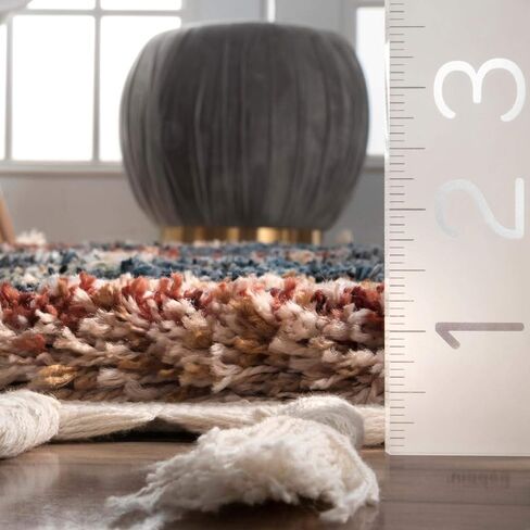nuLOOM Rosemarie Bohemian Soft Shag Tassel Area Rug, 4' x 6', Blue in Saudi Arabia
