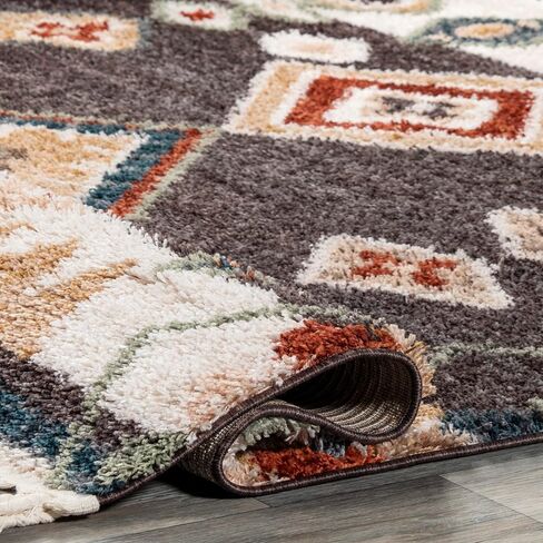 nuLOOM Rosemarie Bohemian Soft Shag Tassel Area Rug, 4' x 6', Blue in Saudi Arabia