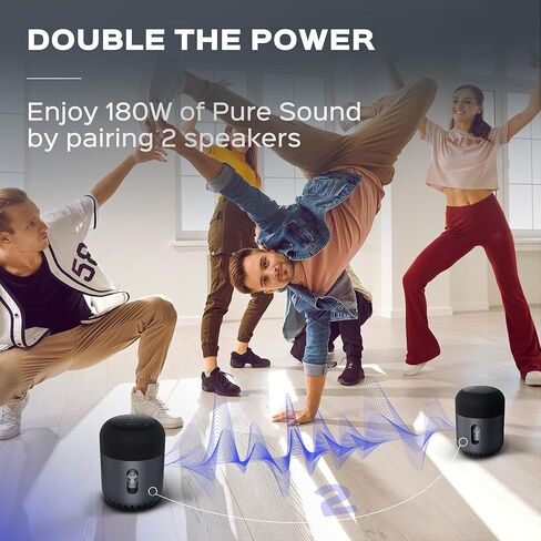 TREBLAB HD-360 Portable Bluetooth Speaker - Powerful 5-Driver System w/Subwoofer and 8 Bass Radiators, Loud 360° Surround Sound, 90W Stereo, 20H Playtime, IPX4 Waterproof Wireless Speakers (Renewed) in Saudi Arabia