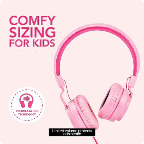 TALK WORKS Corded Headphones for Kids - Over Ear Headphones for Home, School, and Gaming - Lightweight, Portable, Cushioned Earcups, and Adjustable Headband - Comes in Fun Colors - One Size, Blue in Saudi Arabia