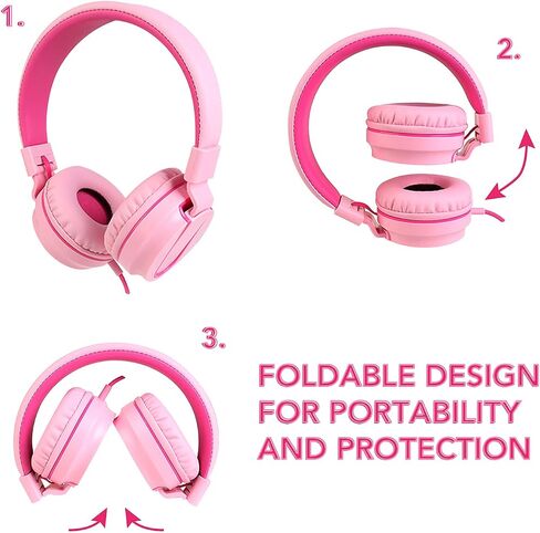 TALK WORKS Corded Headphones for Kids - Over Ear Headphones for Home, School, and Gaming - Lightweight, Portable, Cushioned Earcups, and Adjustable Headband - Comes in Fun Colors - One Size, Blue in Saudi Arabia