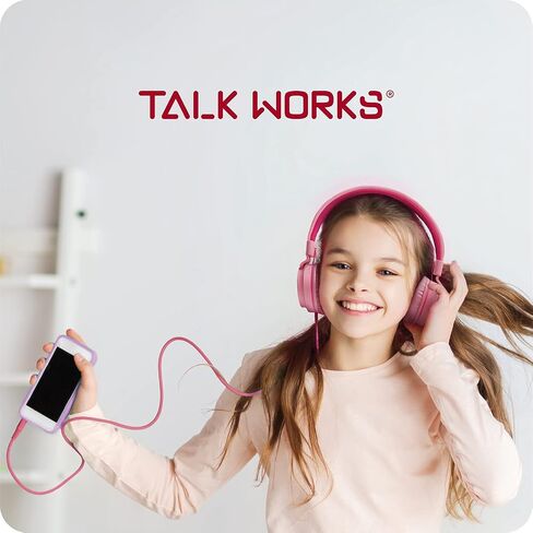 TALK WORKS Corded Headphones for Kids - Over Ear Headphones for Home, School, and Gaming - Lightweight, Portable, Cushioned Earcups, and Adjustable Headband - Comes in Fun Colors - One Size, Blue in Saudi Arabia