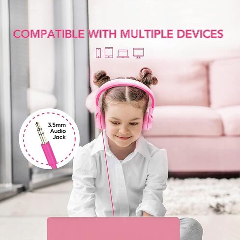 TALK WORKS Corded Headphones for Kids - Over Ear Headphones for Home, School, and Gaming - Lightweight, Portable, Cushioned Earcups, and Adjustable Headband - Comes in Fun Colors - One Size, Blue in Saudi Arabia
