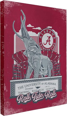 لوحة فنية جدارية من القماش من القماش من NCAA Alabama Crimson Tide - تمثال استاد، 9x12 in Kuwait
