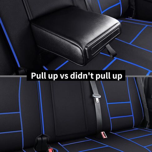 مجموعة غطاء مقعد السيارة Coverado كاملة مع النيوبرين المقاوم للماء، أغطية مقاعد Ford F150 للشاحنات، مناسبة لـ 2015-2023 Ford F150 Crew Cab & 2017-2023 F250 F350 F450 واقي المقعد الخلفي الأمامي، أسود وأزرق in Kuwait