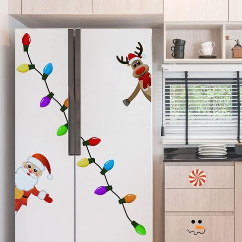 Christmas Reflective Car Magnets Set, Reflective Christmas Bulb Car Magnets Christmas Decorations Reflective Light Bulb Magnet Decorations for Car Refrigerator Door (8 Bulb Light with 3 Lines) in Saudi Arabia