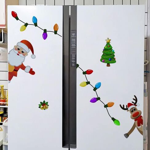 Christmas Reflective Car Magnets Set, Reflective Christmas Bulb Car Magnets Christmas Decorations Reflective Light Bulb Magnet Decorations for Car Refrigerator Door (8 Bulb Light with 3 Lines) in Saudi Arabia