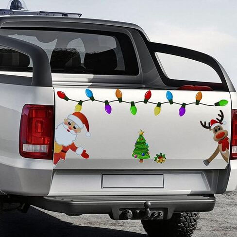 Christmas Reflective Car Magnets Set, Reflective Christmas Bulb Car Magnets Christmas Decorations Reflective Light Bulb Magnet Decorations for Car Refrigerator Door (8 Bulb Light with 3 Lines) in Saudi Arabia