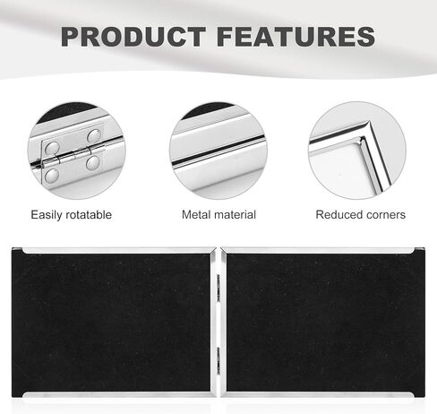 إطار صورة معدني بحافة رفيعة مزدوجة، قائم أفقي، ظهر مخملي، تصميم كلاسيكي بسيط (مزدوج 5x3.5، فضي) in Kuwait