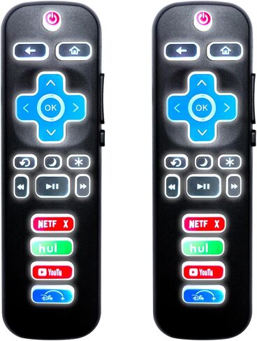 2PCS Replacement Remote for Roku TV with Backlit Shortcut Buttons, for TCL/Hisense/Sharp/Philips/Onn/Element/Insignia/Westinghouse Roku TV (NOT for Roku Stick/Box) in Kuwait