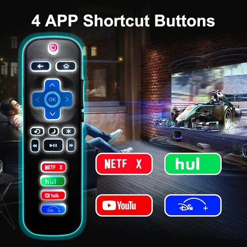2PCS Replacement Remote for Roku TV with Backlit Shortcut Buttons, for TCL/Hisense/Sharp/Philips/Onn/Element/Insignia/Westinghouse Roku TV (NOT for Roku Stick/Box) in Kuwait