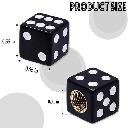 8PCS Dice Shape Tire Valve Stem Caps, Universal Copper Core Dustproof Tire Valve Stem Covers for Cars, SUV, Trucks, Bikes, Motorcycles, Bicycles (White & Black) in Kuwait