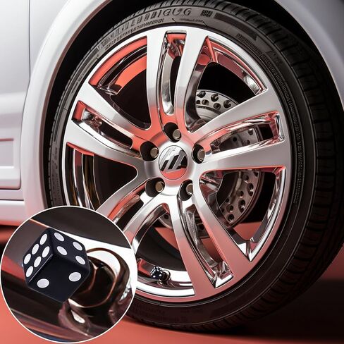 8PCS Dice Shape Tire Valve Stem Caps, Universal Copper Core Dustproof Tire Valve Stem Covers for Cars, SUV, Trucks, Bikes, Motorcycles, Bicycles (White & Black) in Kuwait