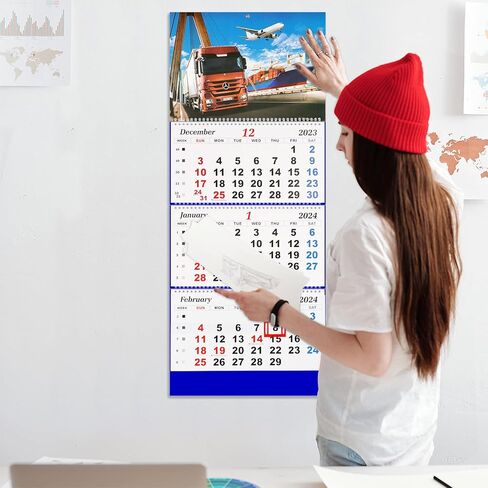 Wall Calendar 2024 Calendar 3 Month Display Large wall calendar with Thick Paper 33" x 13" Dec 2023 - Jan 2025 Vertical Calendar Perfect for Your Busy Schedule(Truck) in Kuwait