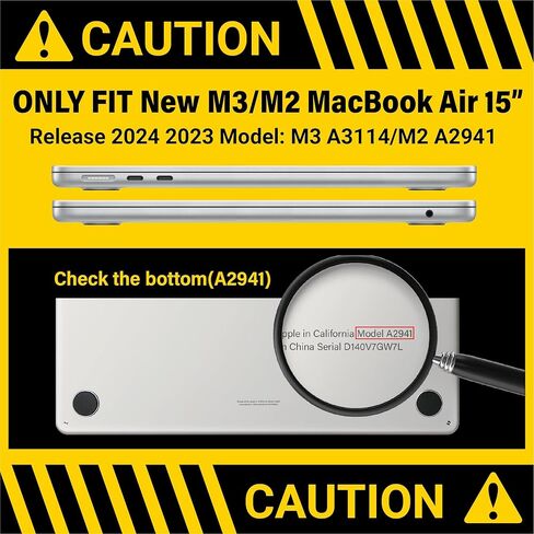 IBenzer متوافق مع حافظة M2 2024 2023 MacBook Air 15 بوصة A2941، حافظة صلبة وغطاء لوحة مفاتيح وفيلم شاشة ومحول من النوع C لجهاز M2 Mac Air 15.3 بوصة Touch ID، Sakura Pink، AT15-SKPK+2TC in Kuwait