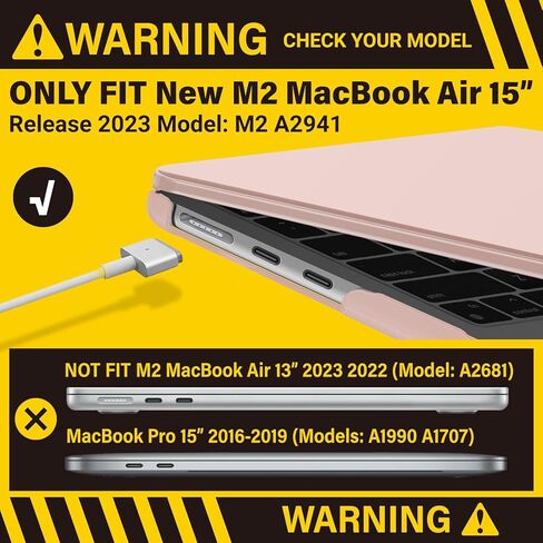 IBenzer متوافق مع حافظة M2 2024 2023 MacBook Air 15 بوصة A2941، حافظة صلبة وغطاء لوحة مفاتيح وفيلم شاشة ومحول من النوع C لجهاز M2 Mac Air 15.3 بوصة Touch ID، Sakura Pink، AT15-SKPK+2TC in Kuwait