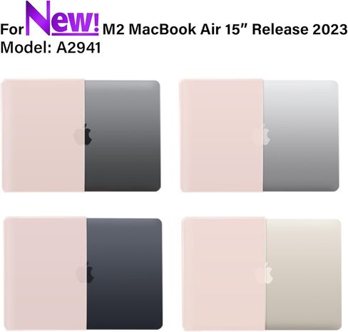 IBenzer متوافق مع حافظة M2 2024 2023 MacBook Air 15 بوصة A2941، حافظة صلبة وغطاء لوحة مفاتيح وفيلم شاشة ومحول من النوع C لجهاز M2 Mac Air 15.3 بوصة Touch ID، Sakura Pink، AT15-SKPK+2TC in Kuwait