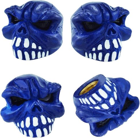 Valve Stem Caps Skull 4pcs Car Tire Valve Caps for Most Vehicles Bikes Motorcycles, Silver 2 in Saudi Arabia