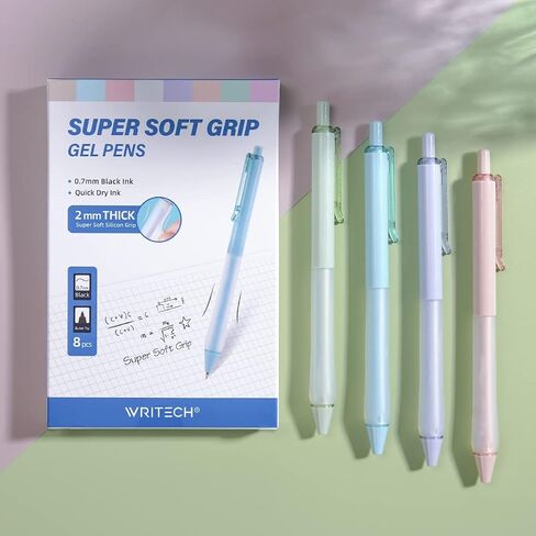 أقلام جل حبر قابلة للسحب من WRITECH: حبر أسود 0.7 مم مجموعة أقلام رفيعة متوسطة الحجم، طرف ناعم للغاية لا ينزف أو يلطخ أو يلطخ أو قابل لإعادة الملء، مجموعة أقلام قابلة للنقر لكتابة يوميات متعددة الألوان 8 قيراط in Kuwait