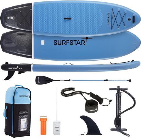 surfstar Inflatable Paddle Board with Camera Mount Fiberglass Paddle, 10'6"x33"x6" Stand Up Paddle Board for Adults, SUP Standing Boat with Sup Accessories and Travel Backpack for All Skill Levels in Saudi Arabia