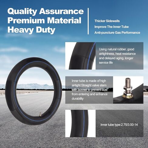 أنابيب الإطارات الداخلية 2.75/3.00-14 متوافقة مع 2.75-14 3.00-14 3.60-14 دراجة نارية للدراجة الترابية (عبوة من قطعتين) in Kuwait