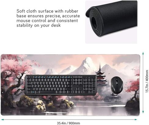 لوحة ماوس ألعاب كبيرة من Cherry Blossom مقاس 16 × 35.5 بوصة، وسادة مكتب كبيرة، لوحة ماوس كبيرة ممتدة مع قاعدة غير قابلة للانزلاق وحافة مخيطة للمكتب والمكتب المنزلي in Kuwait