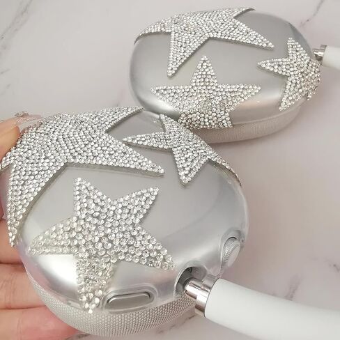 غطاء حافظة بلينغ لـ AirPods Max لامعة بأحجار الراين، حافظات ناعمة لطيفة لامعة للنساء وغطاء حماية لملحقات Apple AirPods Max (نجوم) in Saudi Arabia