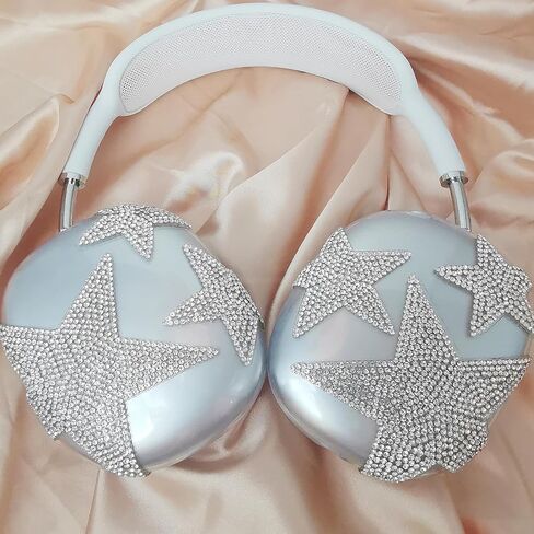 غطاء حافظة بلينغ لـ AirPods Max لامعة بأحجار الراين، حافظات ناعمة لطيفة لامعة للنساء وغطاء حماية لملحقات Apple AirPods Max (نجوم) in Saudi Arabia