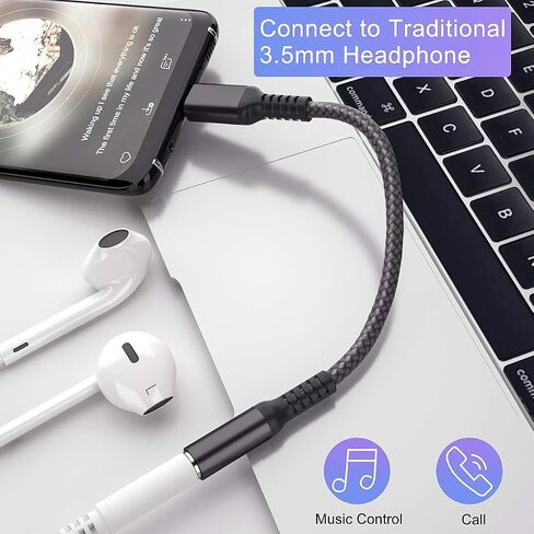 USB C to 3.5mm Adapter,Type C 1/8 Inch Headphone Jack Audio Aux Converter for Samsung Galaxy A53,S20 S21 S22 Ultra Plus Note 10 20,Google Pixel 5 XL,iPad Pro Air 4 4th 5th 2021 Mini 6 6th Generation in Saudi Arabia
