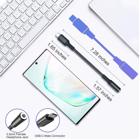 USB C to 3.5mm Adapter,Type C 1/8 Inch Headphone Jack Audio Aux Converter for Samsung Galaxy A53,S20 S21 S22 Ultra Plus Note 10 20,Google Pixel 5 XL,iPad Pro Air 4 4th 5th 2021 Mini 6 6th Generation in Saudi Arabia